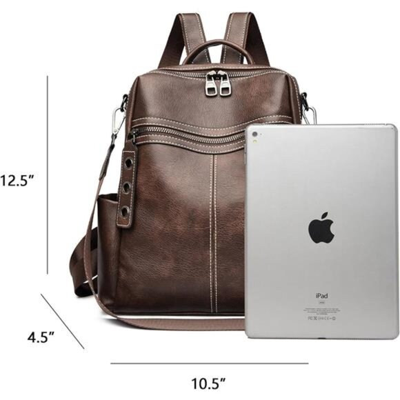 Backpack Purse for Women Fashion Genuine Leather Convertible Shoulder Bag - Picture 3 of 7